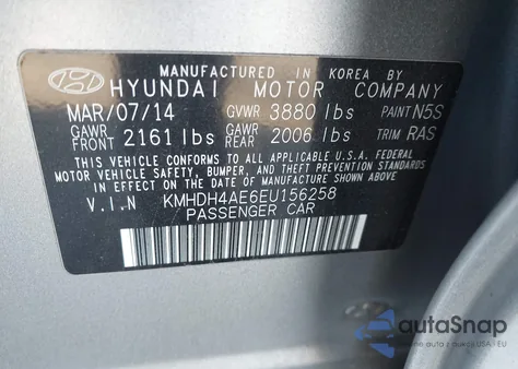 2014 Hyundai Elantra Se z USA, uszkodzony, nr VIN KMHDH4AE6EU156258